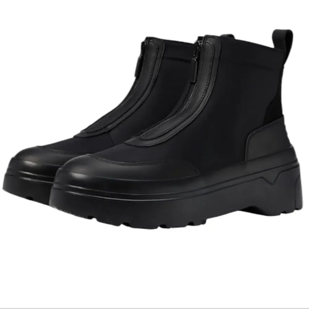 Hunter Explorer Ankle Zip Flatform Boots Womens Rubber Upper Polyester Lining 10